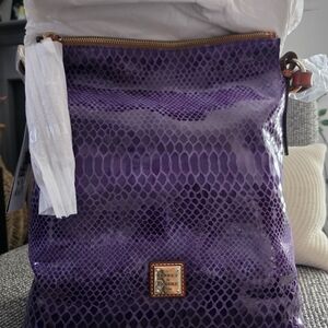 Dooney & Bourke Purple Snake Print Shoulder Bag